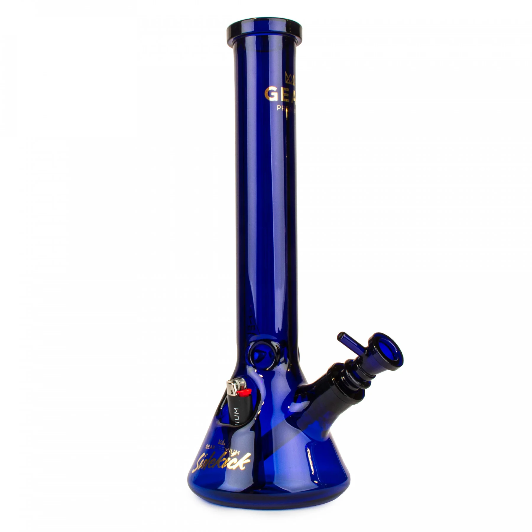 Gear Premium 15" Tall 7mm Thick Sidekick Beaker Bong W/ Lighter Holster - Image 3