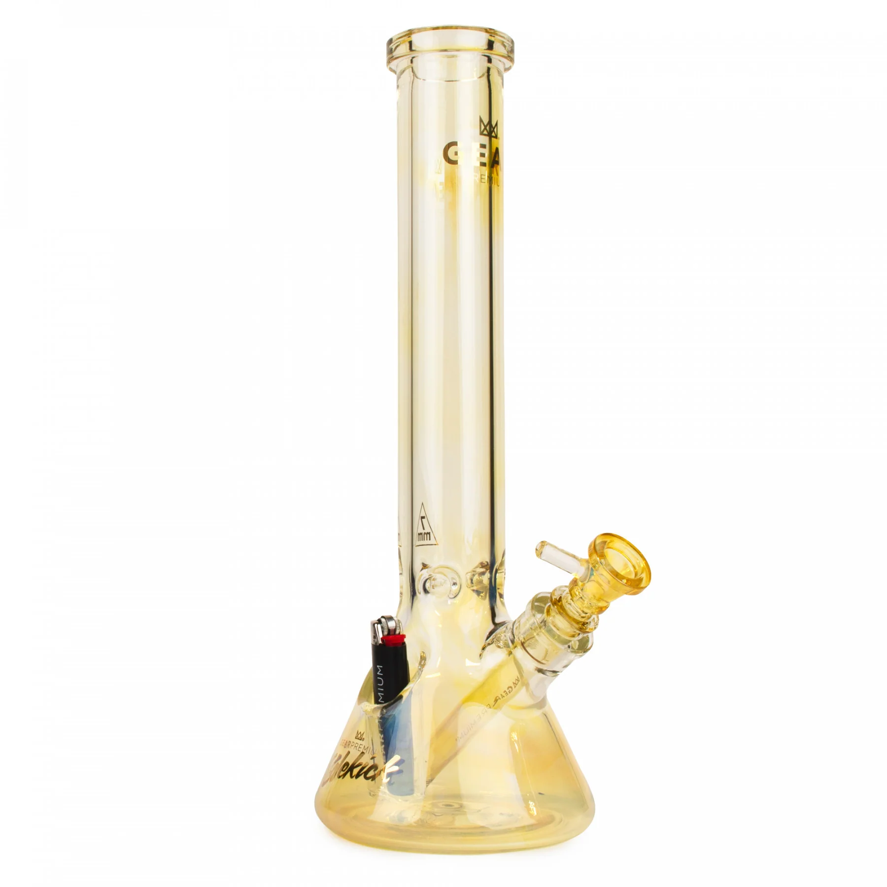 Gear Premium 15" Tall 7mm Thick Sidekick Beaker Bong W/ Lighter Holster - Image 5