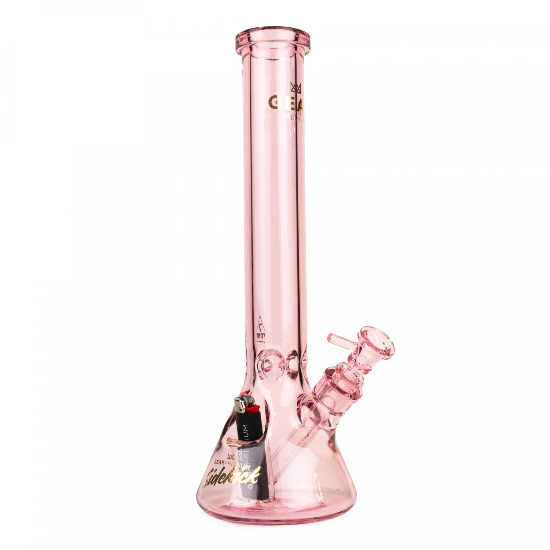 Gear Premium 15" Tall 7mm Thick Sidekick Beaker Bong W/ Lighter Holster - Image 7