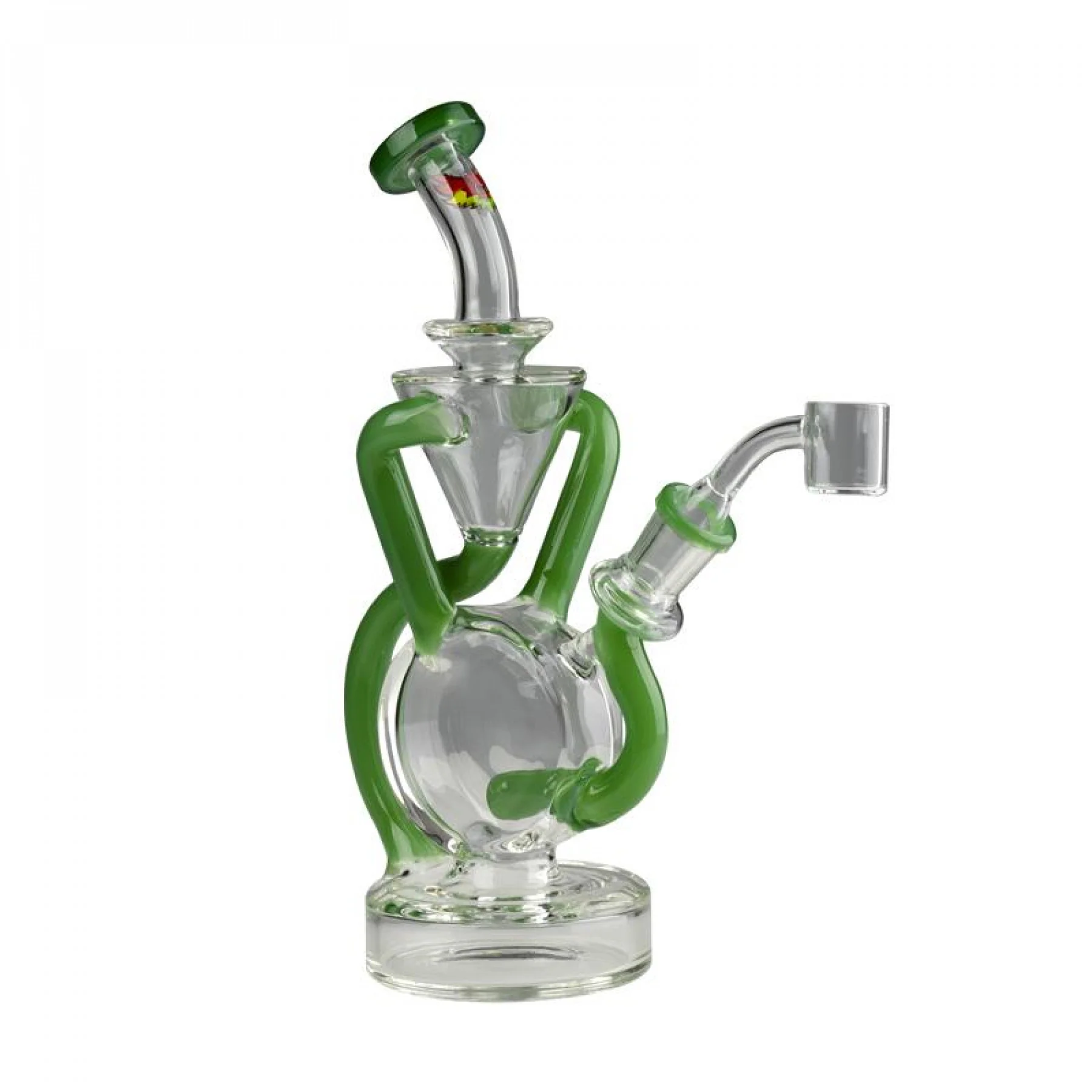 Red Eye Glass 9" Tall Cumulus Double Recycler Dab Rig - Image 5